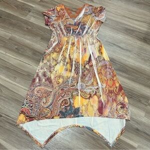 One World Orange Paisley Snake Skin Print Dress Women size Medium